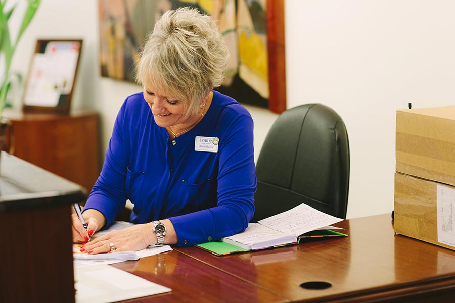 woman at desk